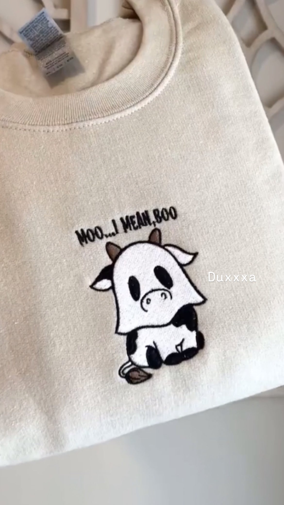 Moo I Mean Boo, Spooky Season Embroidered Sweatshirt