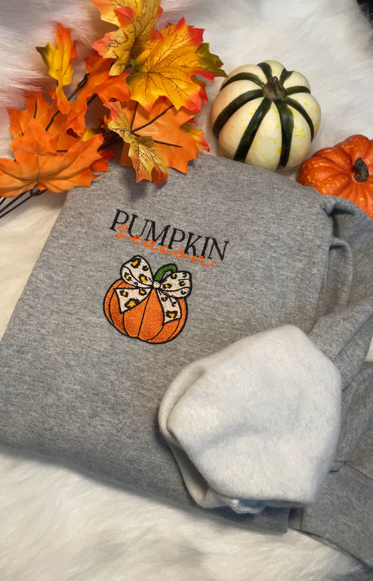 Coquette Pumpkin Season Embroidery Sweater, Fall design,Spooky Season