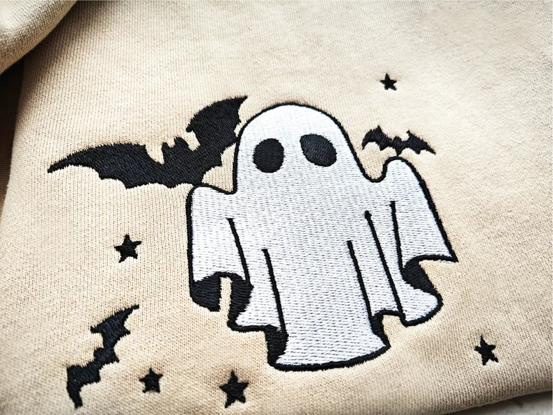 Ghost Embroidered Crewneck Spooky Season