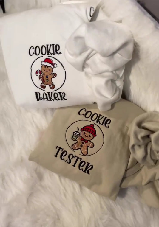 Cookie / Baker Tester Embroidered Christmas Cozy Embroidered Sweatshirt